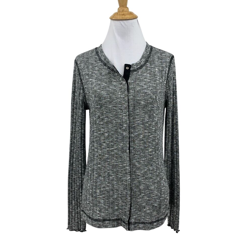 Michael Stars Sweater Womens OS One Size Grey Hidden Snap Buttons Long Sleeve